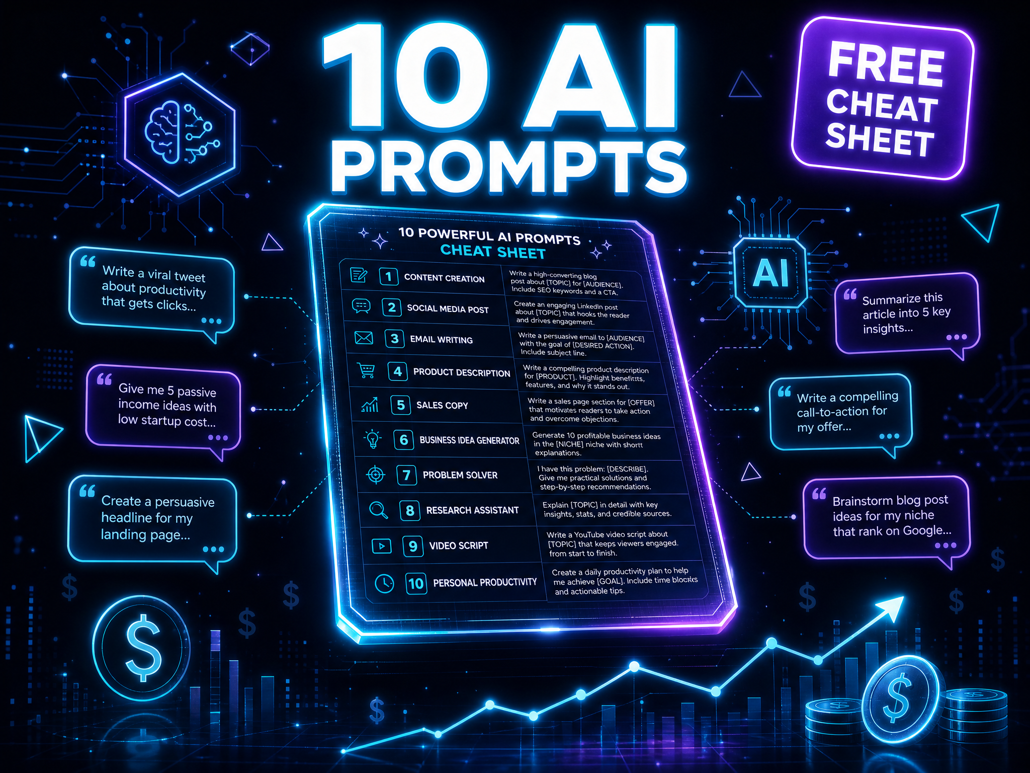 10 AI Prompts to Kickstart Your Side Income — free cheat sheet